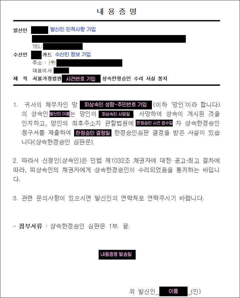 한정승인 절차